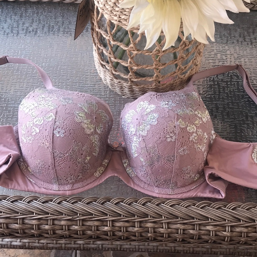 Victoria's Secret Mauve Lace Push-Up Bra with Metallic Accents